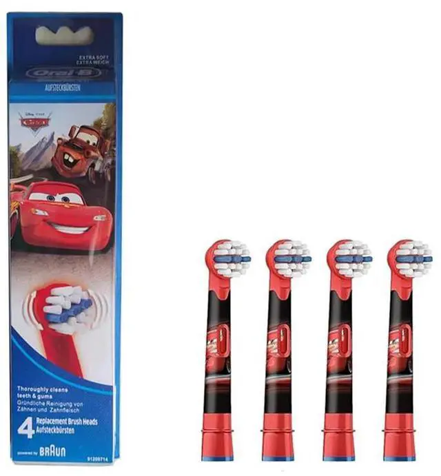 Main image of Oral-B Kids Disney Pixar Cars Replacement Electric Toothbrush Heads, 4 Count, Extra Soft Bristles, Ages 3+