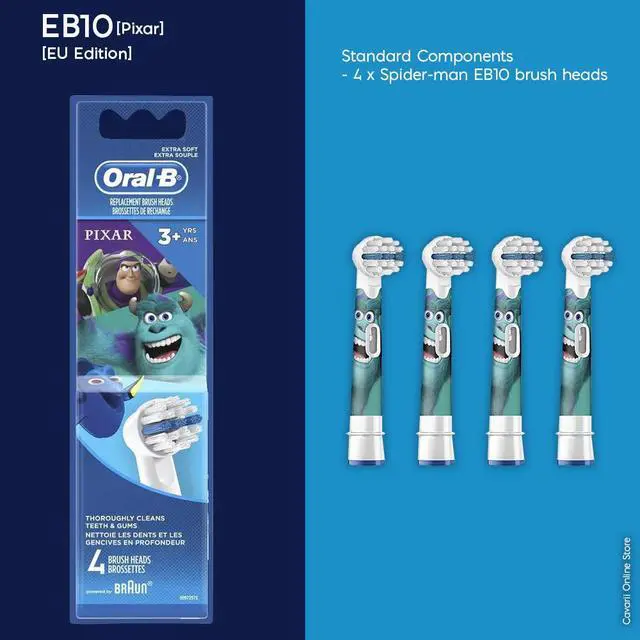 Alt view image 3 of 4 - Oral-B Kids Disney Pixar Monsters, Inc. / Toy Story Replacement Electric Toothbrush Heads, 4 Count, Extra Soft Bristles, Ages 3+