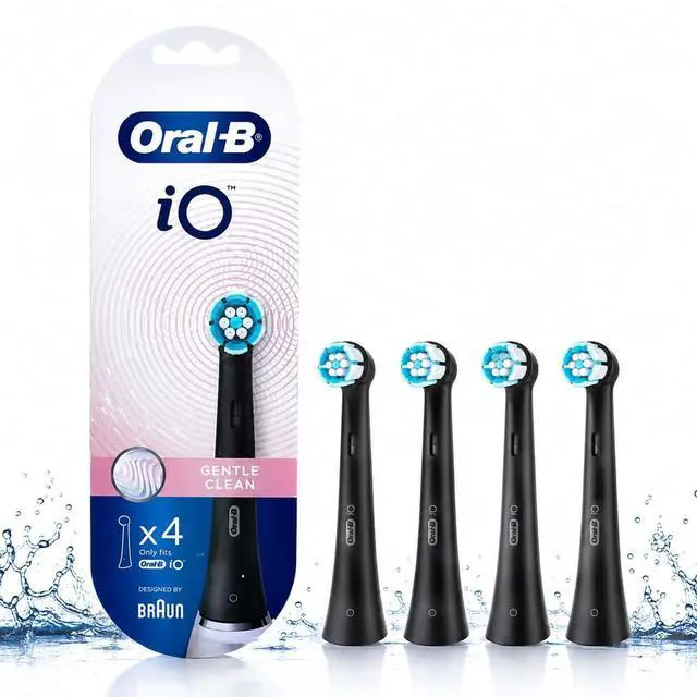 Main image of Oral-B iO Gentle Care Replacement Brush Heads, 4 Count, Black, Ultra-Soft Bristles for Sensitive Gums, Compatible with Oral-B iO Series