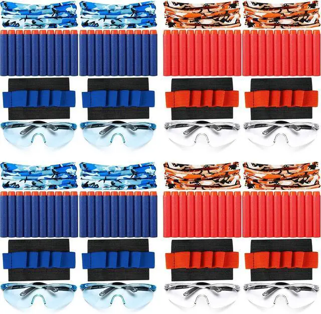 Main image of Sosation 32 Pcs Gun Party Supplies and Favors Compatible with Nerf Include Tactical Glasses Face Mask Foam Darts Wrist Ammo Holder Gun Accessories Party Favors