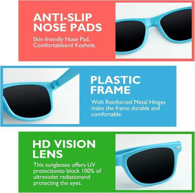 Alt view image 5 of 7 - 100 Pack Neon Kids Sunglasses Party Favors for Birthday Party Summer Beach Pool Party Supplies