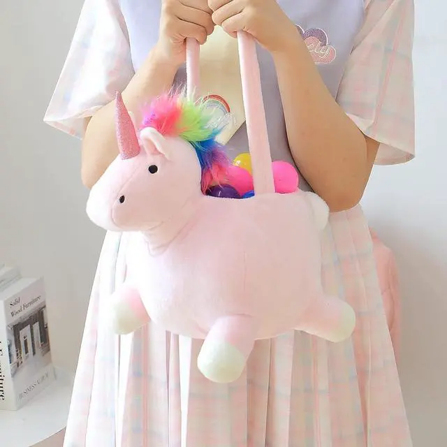Alt view image 5 of 7 - 3D Halloween Plush Basket Trick or Treat Bag, Cute Unicorn Animal Halloween Candy Bucket for Decorations Party Supplies Candy Gifts Storage, Pink