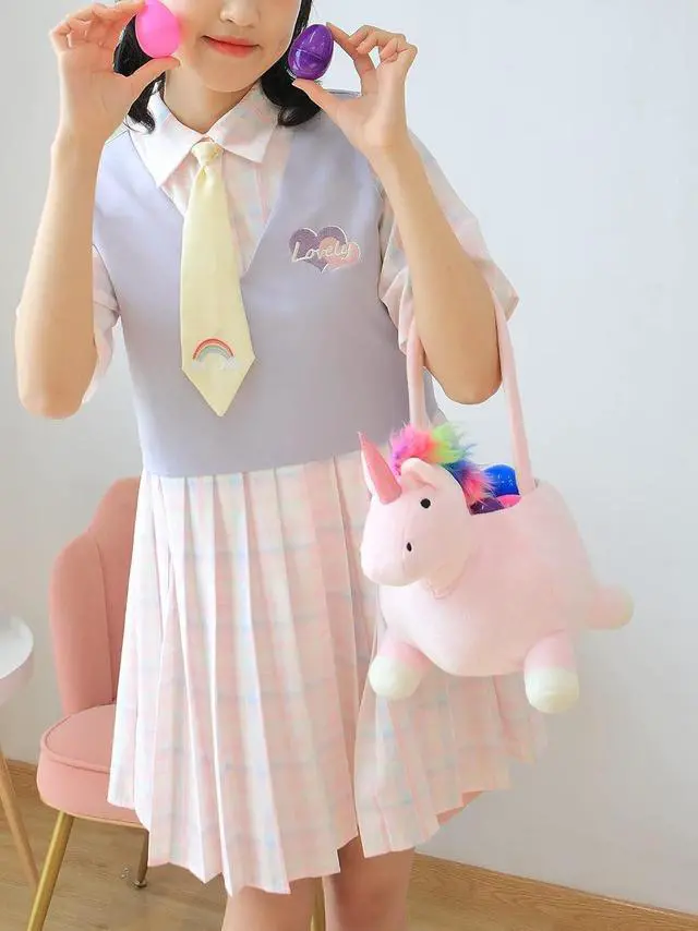 Alt view image 6 of 7 - 3D Halloween Plush Basket Trick or Treat Bag, Cute Unicorn Animal Halloween Candy Bucket for Decorations Party Supplies Candy Gifts Storage, Pink