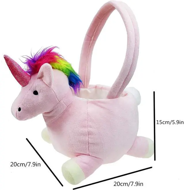 Alt view image 3 of 7 - 3D Halloween Plush Basket Trick or Treat Bag, Cute Unicorn Animal Halloween Candy Bucket for Decorations Party Supplies Candy Gifts Storage, Pink