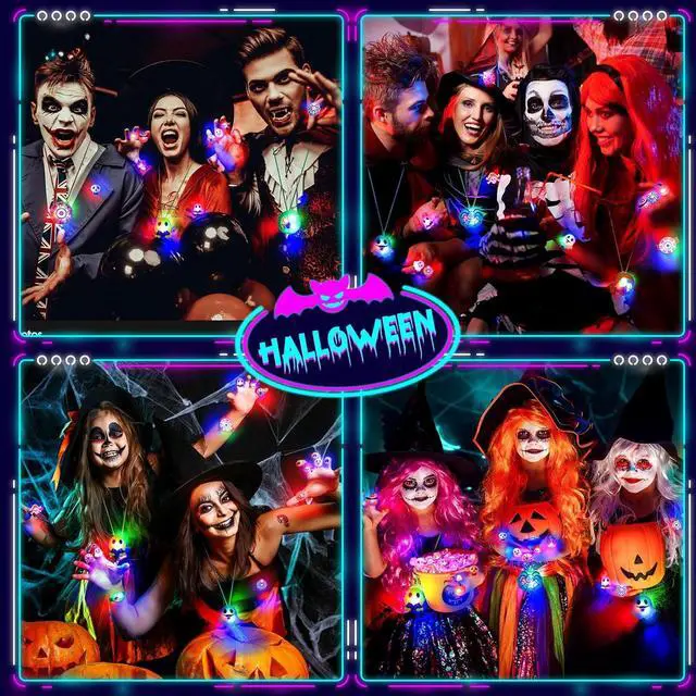 Alt view image 7 of 7 - 118 PCS Halloween Party Favors Bulk, 80 Rings, 14 Brooches, 12 Necklaces, 12 Bracelets,Halloween Toys for Kids, Glow in the Dark Toys, Bulk Halloween Goodie Bag Fillers, Halloween Party Supplies