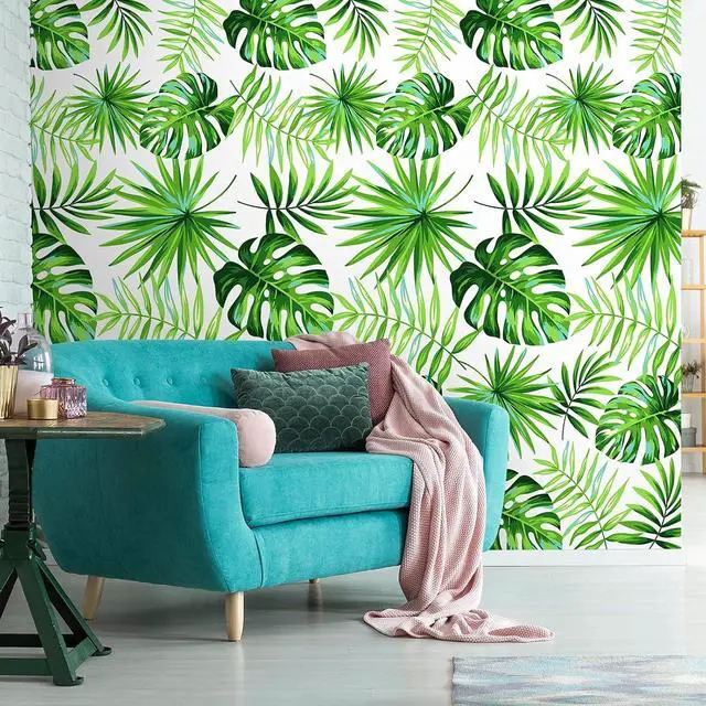 Alt view image 5 of 6 - Tatuo 2 Pieces Palm Leaf Table Covers Hawaii Green Leaves Tablecloths Tropical Leaf Table Cloths and 2 Pieces Palm Leaves Banners Decorations for Tropical Party Decorations