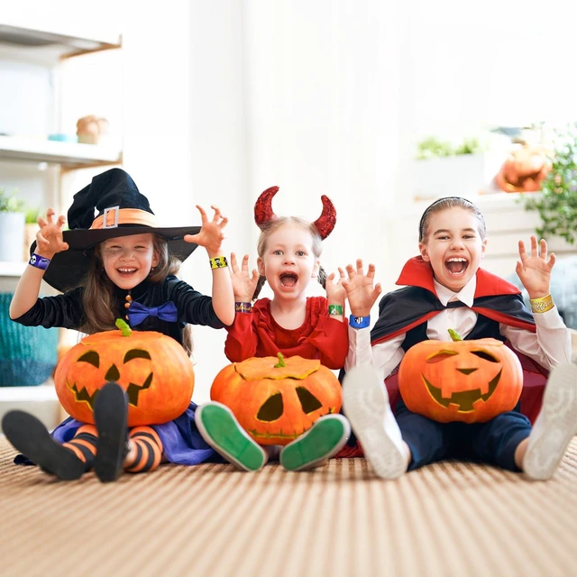 Alt view image 5 of 6 - 48 Pcs Halloween Slap Bracelets, 12 Styles for Halloween Party Favors, Assorted Bulk Pumpkin Zombie Witches Snap Bracelet Wristbands for Kids Halloween Party Gift Bag Filler Supply