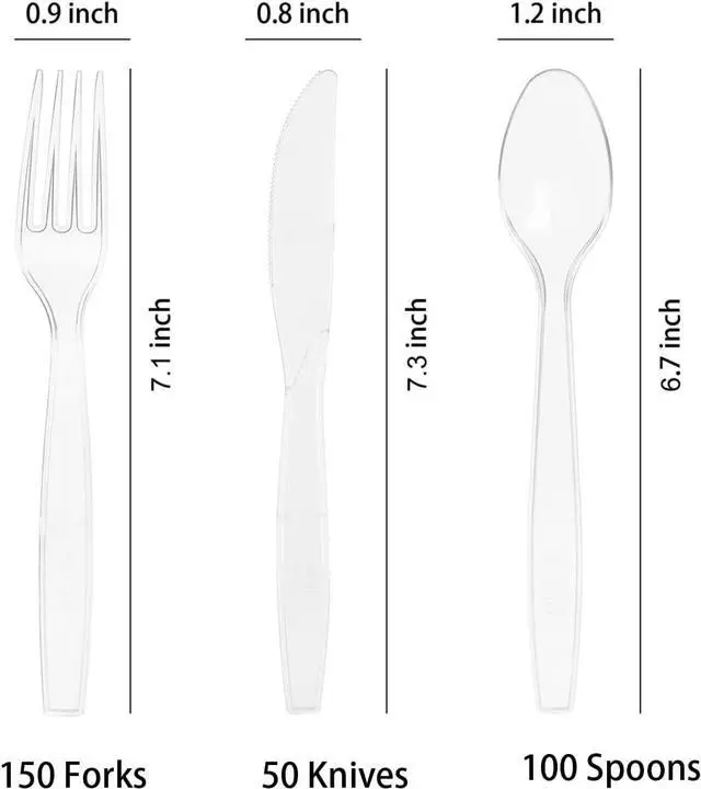Alt view image 2 of 7 - MOACOCK 300 Count Clear Plastic Silverware, Heavy Weight Plastic Forks Spoons Knives Disposable Utensils Cutlery Set for Wedding Party Supplies Everyday Use