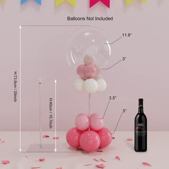 Alt view image 2 of 7 - YALLOVE Clear Acrylic Tabletop Balloon Stand Kit, 15.75 Inch 4 pack Balloon Stick Holder with Base for Table Top Centerpiece Party Decoration (Balloons Not Included)