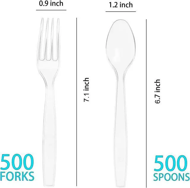 Alt view image 2 of 7 - MOACOCK 1000 Count Plastic Silverware, Heavy Weight Plastic Forks Spoons Disposable Utensils Cutlery Set for Wedding Party Supplies Everyday Use