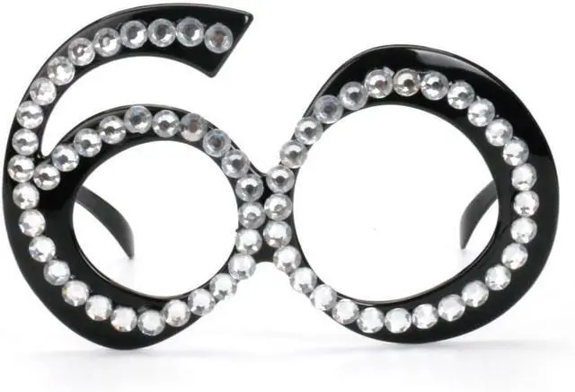 Alt view image 3 of 6 - Ocean Line 60th Birthday Glasses - Number Crystal Frame, Party Favors, Wedding, Funny Costume Sunglasses, Novelty Eyewear Celebration Decoration for Kids and Adults 6 Pack (60)