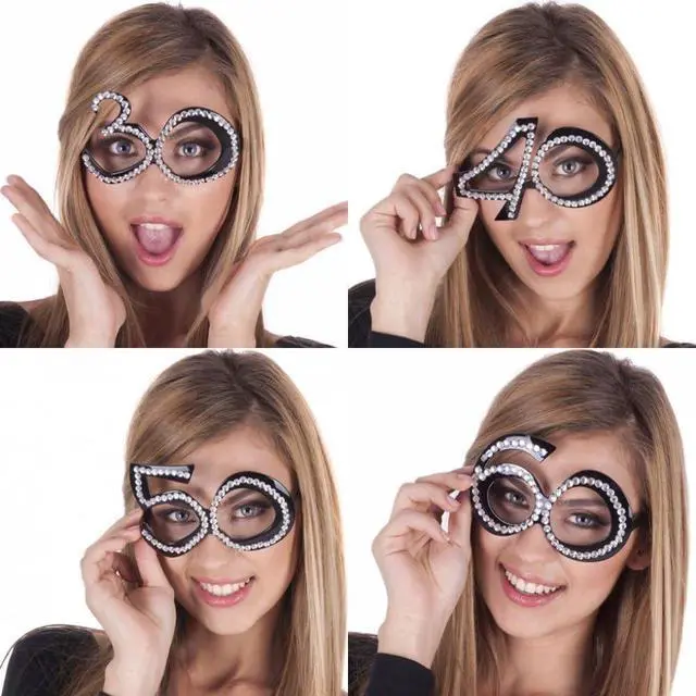 Alt view image 6 of 6 - Ocean Line 60th Birthday Glasses - Number Crystal Frame, Party Favors, Wedding, Funny Costume Sunglasses, Novelty Eyewear Celebration Decoration for Kids and Adults 6 Pack (60)