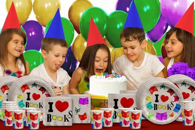 Alt view image 7 of 7 - Birthday Galore Book Club Birthday Themed Party Supplies for Kids and Adults - Ideal Celebration Tableware Set with Plates, Napkins, & Cups Quick Colorful Setup Decoration For All Events - Kit for 16