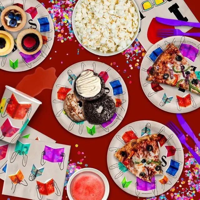 Alt view image 6 of 7 - Birthday Galore Book Club Birthday Themed Party Supplies for Kids and Adults - Ideal Celebration Tableware Set with Plates, Napkins, & Cups Quick Colorful Setup Decoration For All Events - Kit for 16