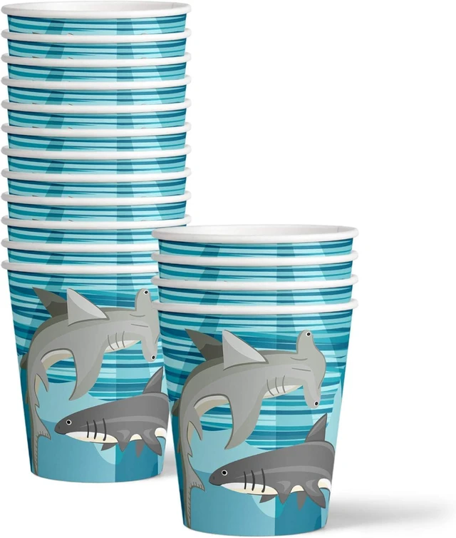 Alt view image 3 of 7 - Shark Birthday Party Supplies - Ocean Animal Theme Party Supplies - Coral Reef Party Supplies | Tableware Set Includes Plates, Napkins and Cups | Kit for 16