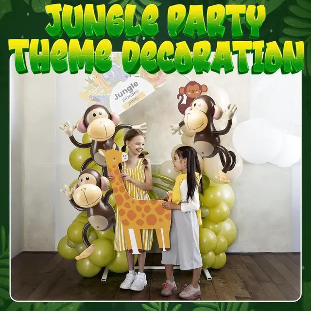 Alt view image 3 of 7 - Large Inflatable Monkey (Pack of 3) 27-Inch Monkeys for Baby Shower, Safari, Jungle Themed Birthdays, Blow Up Animal Party Favors and Decorations for Kids and Toddlers