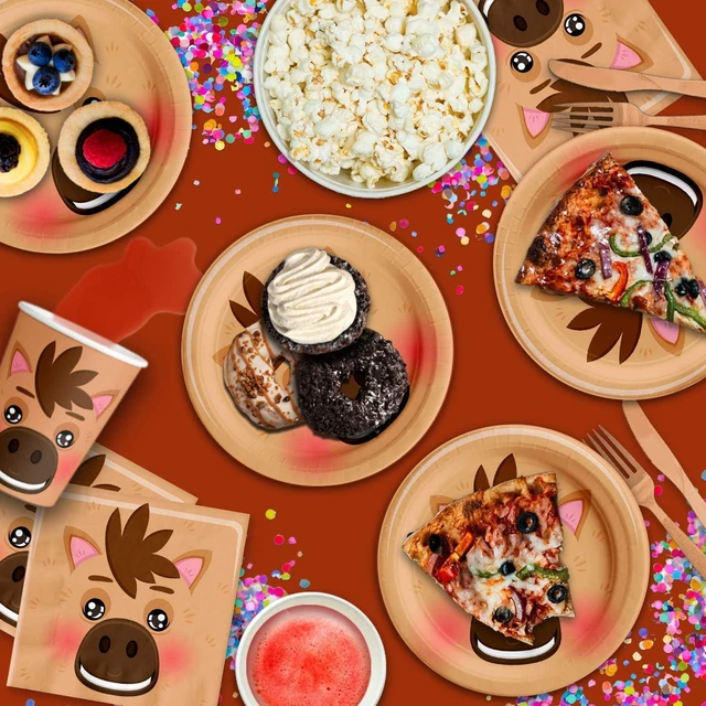 Alt view image 6 of 7 - Horse Birthday Party Supplies Set Plates Napkins Cups Tableware Kit for 16