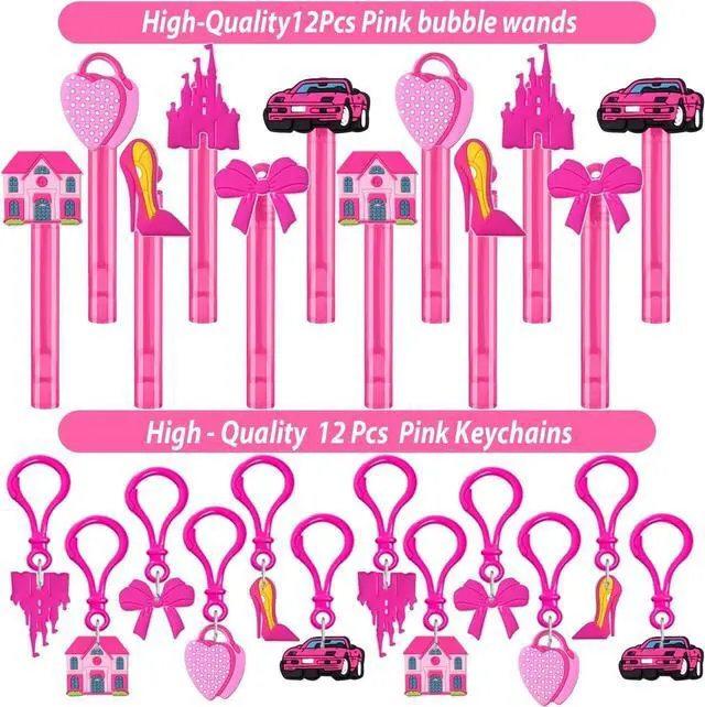 Alt view image 4 of 6 - 220PCS Pink Party Favors Kit for Girls Birthday Supplies Includes Glasses, Straws, Bubble Wands, Treat Bags & More Perfect for Party Decorations & Pinata Fillers
