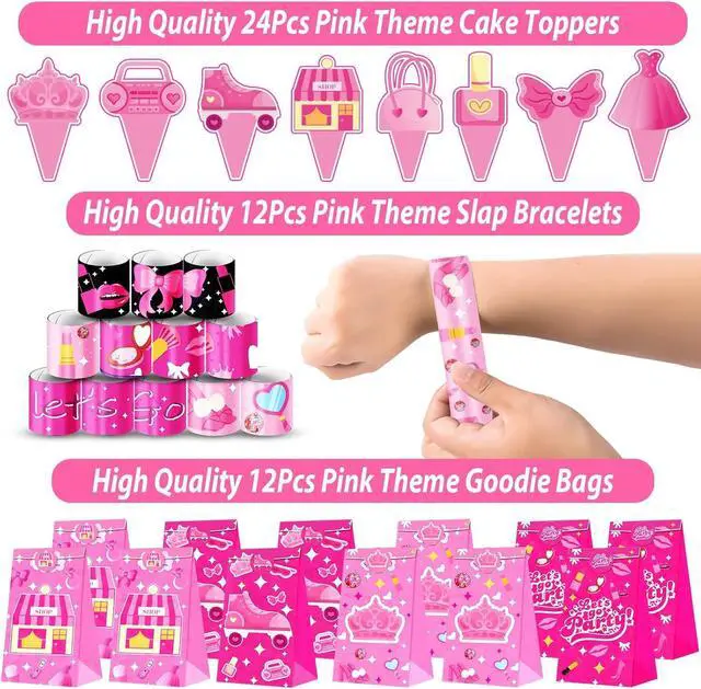 Alt view image 6 of 6 - 220PCS Pink Party Favors Kit for Girls Birthday Supplies Includes Glasses, Straws, Bubble Wands, Treat Bags & More Perfect for Party Decorations & Pinata Fillers