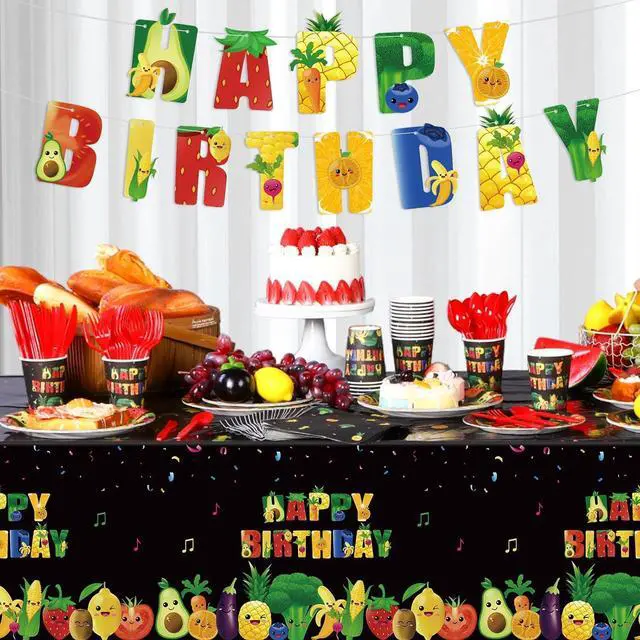 Alt view image 5 of 7 - Zhehao 172 PCS Dancing Fruit Party Decorations Include Fruit Birthday Tableware Set Fruit Theme Banner Summer Fruit Party Tablecloths for Dancing Fruit 1st Birthday Baby Shower Party Supplies Decor