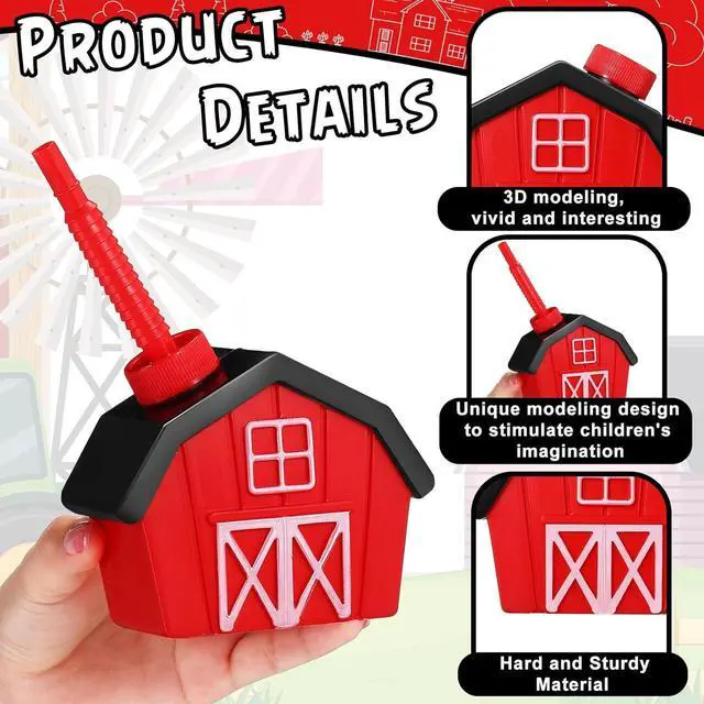 Alt view image 3 of 6 - Tanlade 12 Pcs Farmhouse Cups with Lids and Straws, 10 oz Toy Farmhouse Cups for Farm Birthday Party, Barnyard Animals Party, Baby Shower Farm Animals Themed Party Decorations Supplies Favor (Red)