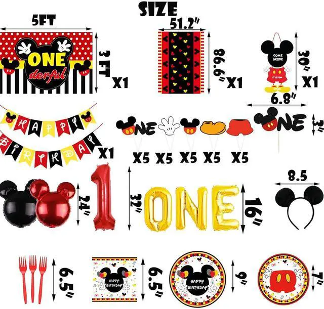 Alt view image 2 of 6 - 215 Pcs Red 1st Birthday Party Decorations, Boys Onederful Balloons Arch Garland Kit, Red Cartoon Onederful Backdrop, TableCloth, Tableware for Boy's First Birtdhay Party Supplies
