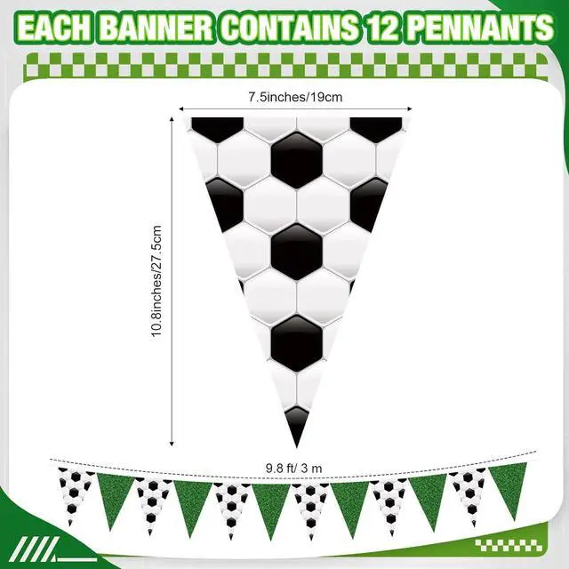 Alt view image 2 of 6 - Jetec 5 Pcs 49 ft Soccer Party Decorations Pennant Banner Theme Triangle Flags Garland Bunting Banner for Soccer Fans Outdoor Indoor Home Sport Birthday Party Decorations Supplies