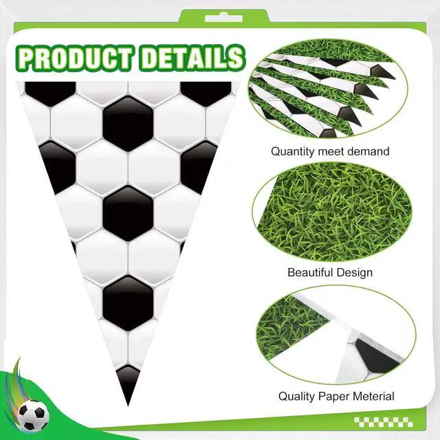Alt view image 3 of 6 - Jetec 5 Pcs 49 ft Soccer Party Decorations Pennant Banner Theme Triangle Flags Garland Bunting Banner for Soccer Fans Outdoor Indoor Home Sport Birthday Party Decorations Supplies
