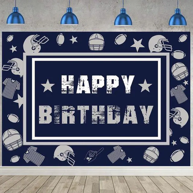 Main image of Football Backdrop for Birthday Party 8x6FT Navy Blue Helmet Cowboy Photography Background Football Team Banner Sports Fans Party Supplies(96x72 inch)