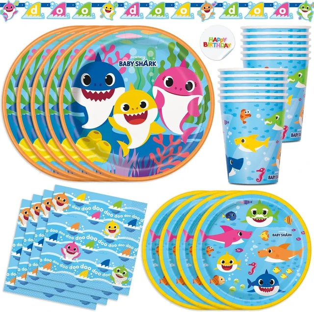 Main image of Baby Shark Birthday Party Supplies | Baby Shark Party Decorations | Baby Shark Table Cloths for Parties, Plates and Napkins and Cups, Birthday Banner | Girl and Boy Baby Shark Party Serves 16