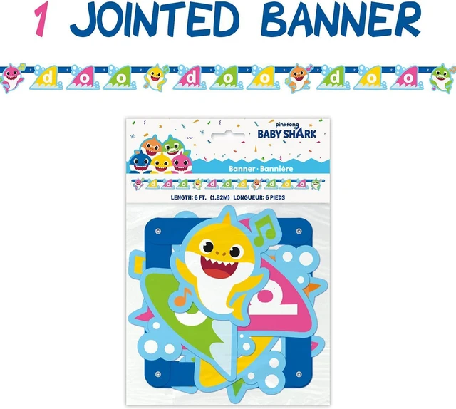 Alt view image 6 of 7 - Baby Shark Birthday Party Supplies | Baby Shark Party Decorations | Baby Shark Table Cloths for Parties, Plates and Napkins and Cups, Birthday Banner | Girl and Boy Baby Shark Party Serves 16