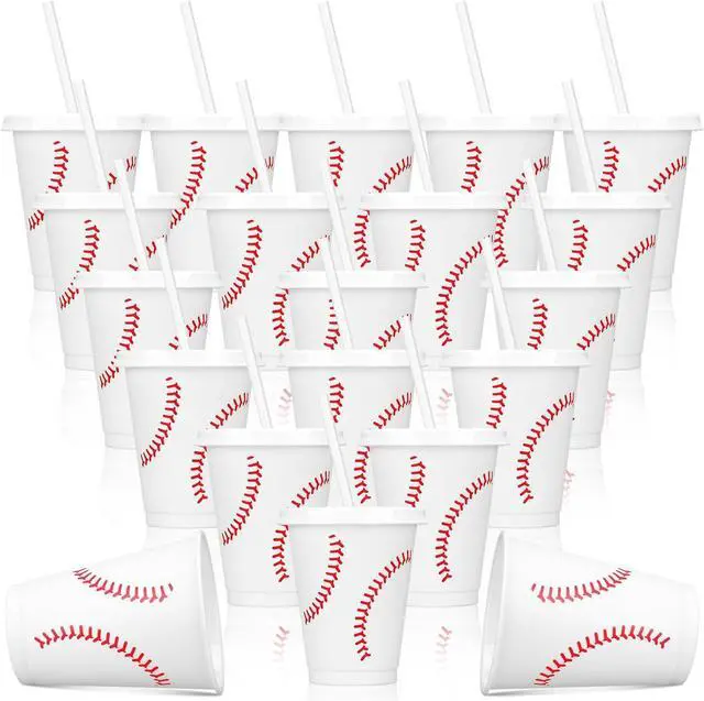 Main image of Domensi 20 Pieces Plastic Baseball Cups Reusable Cute Party Plastic Cups 16 oz Sports Party Gifts for Baseball Game Sport Theme Decoration Birthday Supplies