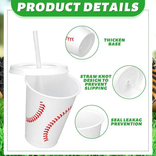 Alt view image 2 of 7 - Domensi 20 Pieces Plastic Baseball Cups Reusable Cute Party Plastic Cups 16 oz Sports Party Gifts for Baseball Game Sport Theme Decoration Birthday Supplies