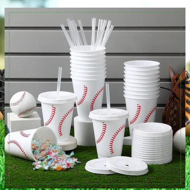 Alt view image 4 of 7 - Domensi 20 Pieces Plastic Baseball Cups Reusable Cute Party Plastic Cups 16 oz Sports Party Gifts for Baseball Game Sport Theme Decoration Birthday Supplies