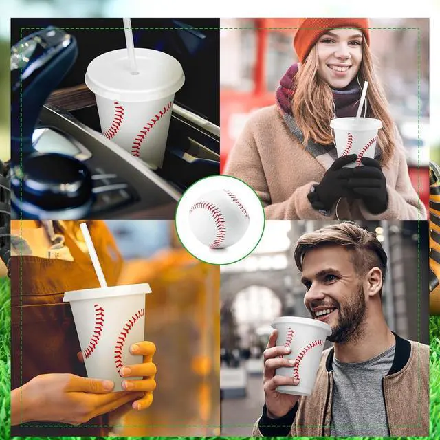 Alt view image 6 of 7 - Domensi 20 Pieces Plastic Baseball Cups Reusable Cute Party Plastic Cups 16 oz Sports Party Gifts for Baseball Game Sport Theme Decoration Birthday Supplies