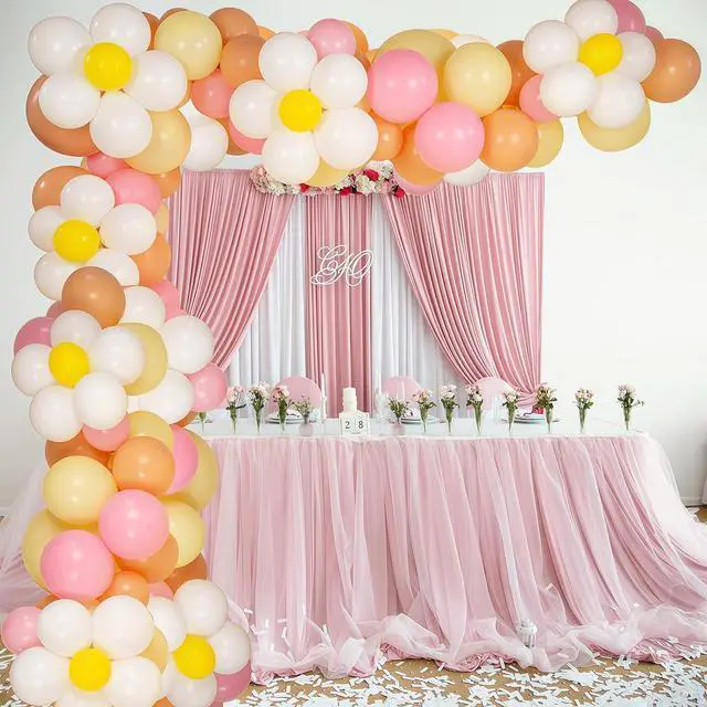 Alt view image 5 of 7 - Daisy Flower Balloon Garland Arch Kit 137 pcs Groovy Flower Foil Balloons Boho Pastel Pink Yellow White Orange Birthday Party Decorations for Girls Bridal Baby Shower Wedding Carnival Holiday