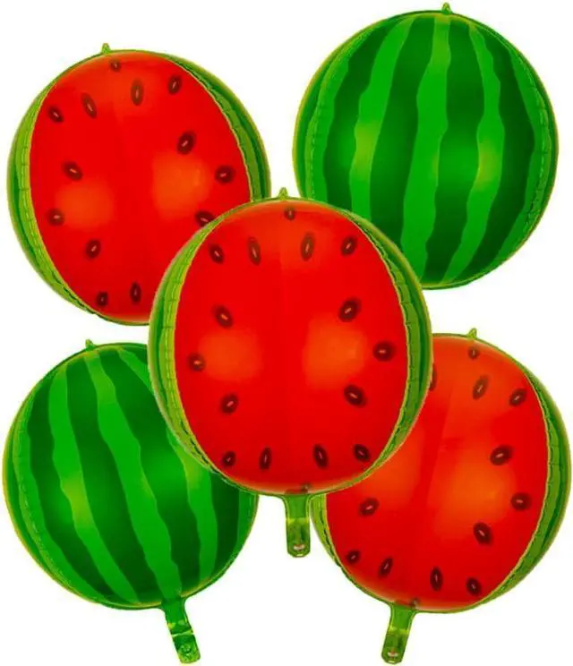 Main image of 5pc Watermelon Fruit Balloons - Foil Balloons for Summer, Hawaiian & Fruit Themed Parties