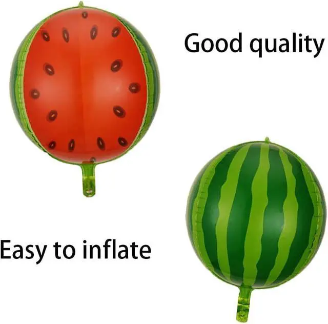 Alt view image 5 of 7 - 5pc Watermelon Fruit Balloons - Foil Balloons for Summer, Hawaiian & Fruit Themed Parties