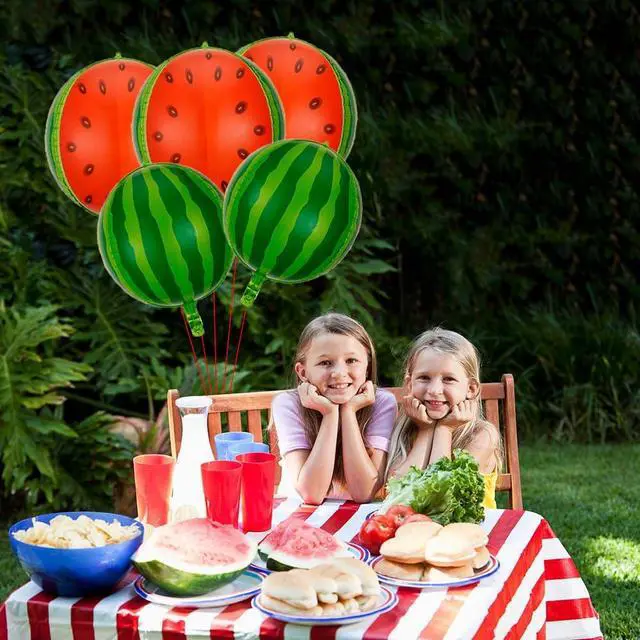 Alt view image 7 of 7 - 5pc Watermelon Fruit Balloons - Foil Balloons for Summer, Hawaiian & Fruit Themed Parties
