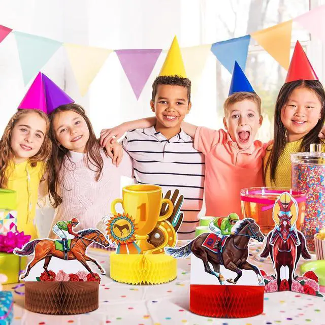 Alt view image 5 of 7 - Sureio 9 Pcs 3D Horse Racing Honeycomb Centerpieces, Pop-up Derby Horse Racing Table Decorations Centerpiece Party Supplies for Jockeys Equestrian Theme Race Birthday Decor
