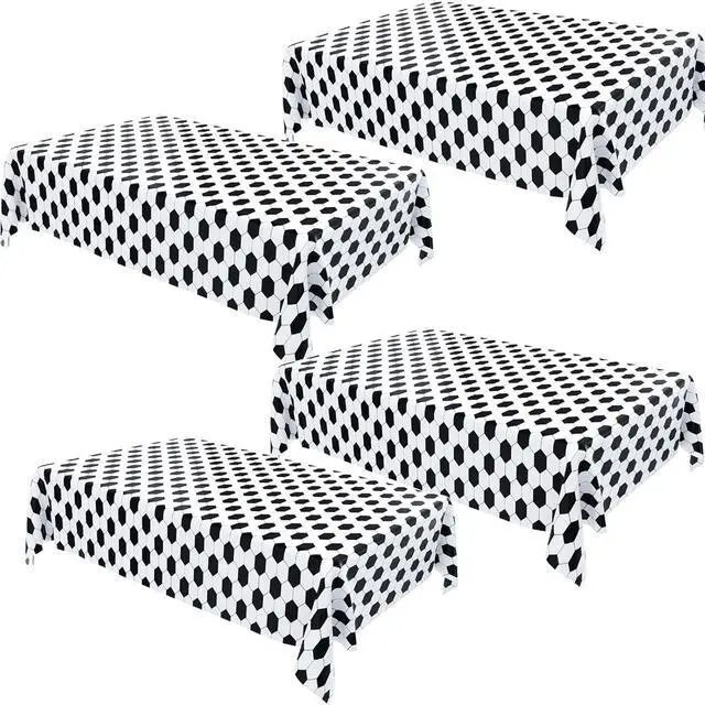 Main image of 4 Pack Soccer Table Cloth Plastic Soccer Party Decorations Tablecloth Disposable Sports Theme Party Table Covers Soccer Theme Table Cloth for Birthday, Outdoor Picnic, BBQ, Party Supplies 54 x 108 In