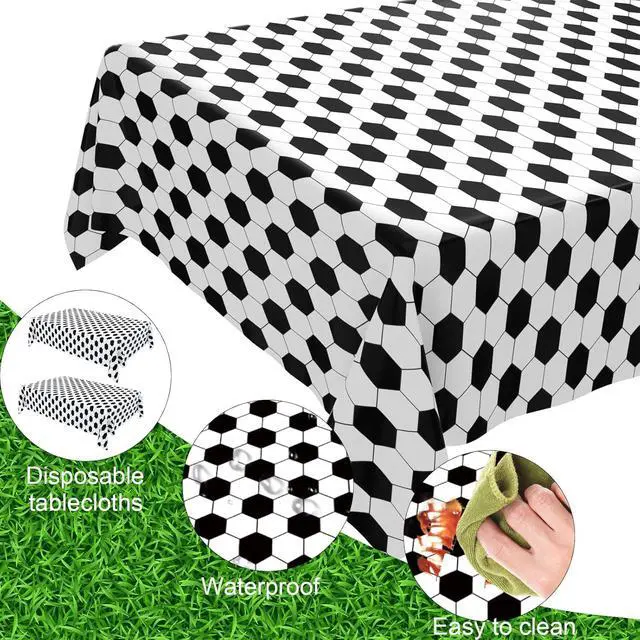 Alt view image 2 of 6 - 4 Pack Soccer Table Cloth Plastic Soccer Party Decorations Tablecloth Disposable Sports Theme Party Table Covers Soccer Theme Table Cloth for Birthday, Outdoor Picnic, BBQ, Party Supplies 54 x 108 In