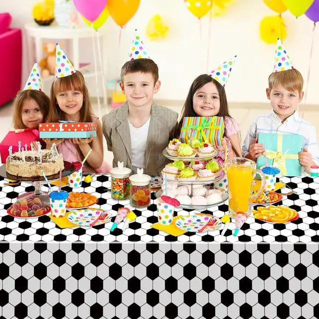 Alt view image 5 of 6 - 4 Pack Soccer Table Cloth Plastic Soccer Party Decorations Tablecloth Disposable Sports Theme Party Table Covers Soccer Theme Table Cloth for Birthday, Outdoor Picnic, BBQ, Party Supplies 54 x 108 In