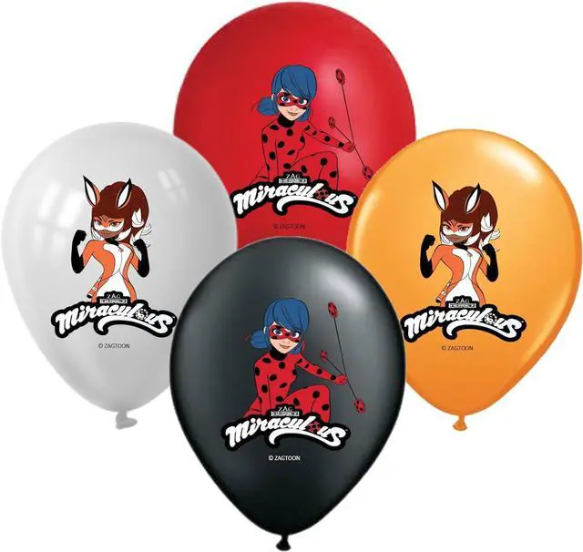 Main image of Miraculous Ladybug Rena Rouge 12" Birthday Balloons 16 Pcs | Assorted Colors Premium Latex for Miraculous Ladybug Party Supplies and Decorations by Vision E.D.