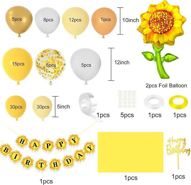 Alt view image 2 of 7 - TUPARKA Sunflower Birthday Party Decorations Kit Sunflower Banner Yellow Balloon Arch Sunflower Vine Sunflower Heads Table Covers Cake Toppers 146 Pack Sunflower Party Supplies for Baby Shower Décor