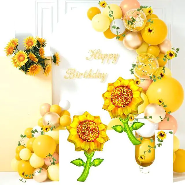 Alt view image 4 of 7 - TUPARKA Sunflower Birthday Party Decorations Kit Sunflower Banner Yellow Balloon Arch Sunflower Vine Sunflower Heads Table Covers Cake Toppers 146 Pack Sunflower Party Supplies for Baby Shower Décor