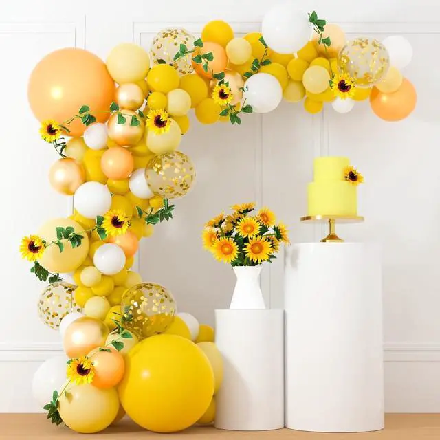 Alt view image 5 of 7 - TUPARKA Sunflower Birthday Party Decorations Kit Sunflower Banner Yellow Balloon Arch Sunflower Vine Sunflower Heads Table Covers Cake Toppers 146 Pack Sunflower Party Supplies for Baby Shower Décor