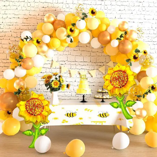 Alt view image 6 of 7 - TUPARKA Sunflower Birthday Party Decorations Kit Sunflower Banner Yellow Balloon Arch Sunflower Vine Sunflower Heads Table Covers Cake Toppers 146 Pack Sunflower Party Supplies for Baby Shower Décor