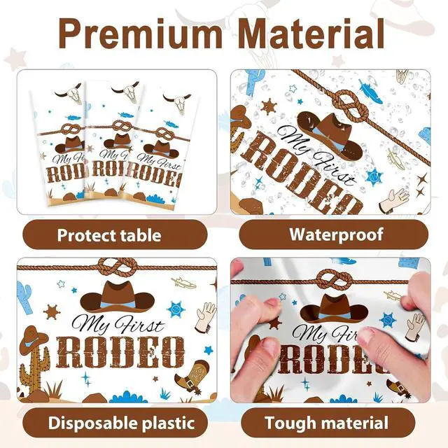 Alt view image 3 of 7 - gisgfim 24 Guests My First Rodeo Plates and Napkins First Rodeo Paper Plates Birthday Party Supplies Western Blue Cowboy 1st Rodeo Party Birthday Tableware Set Decorations for Boy Baby Shower 98PCS