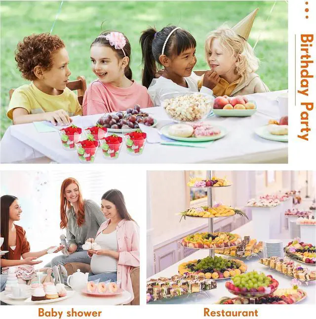 Alt view image 7 of 7 - 150 Pack 7 oz Clear Plastic Dessert Cups with Tasting Spoons, Appetizer Cups Yogurt Parfait Bowls with Spoons for Party Supplies Catering Chocolate Desserts Buffet Food Display